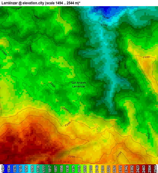Larráinzar elevation map