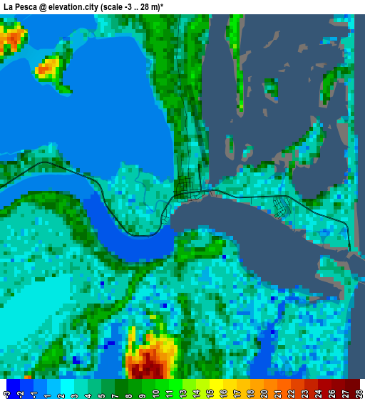 La Pesca elevation map