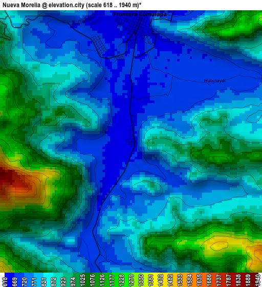 Nueva Morelia elevation map