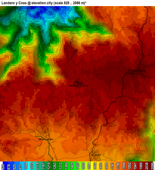 Landero y Coss elevation map