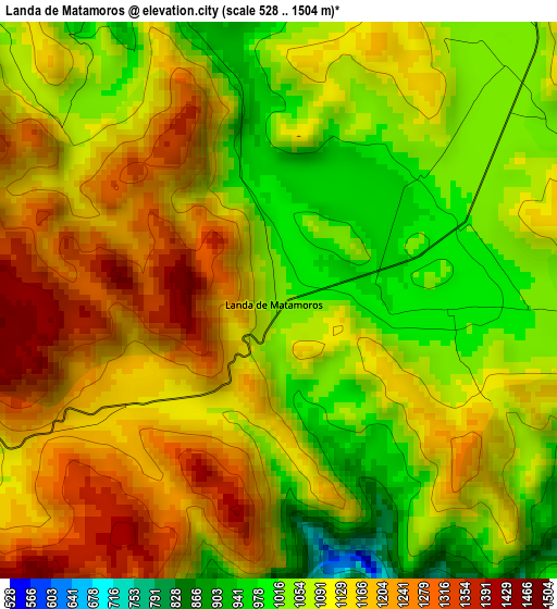 Landa de Matamoros elevation map