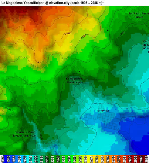 La Magdalena Yancuitlalpan elevation map