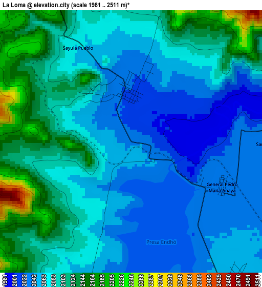 La Loma elevation map