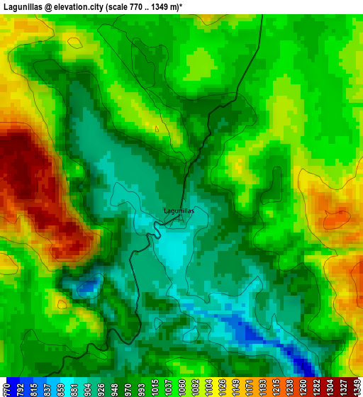 Lagunillas elevation map