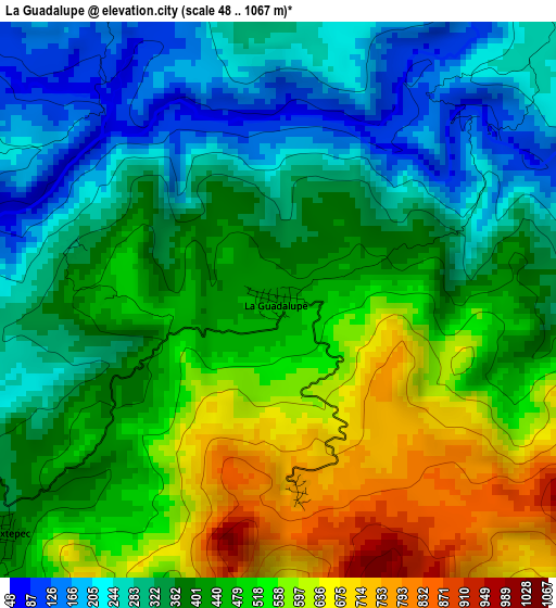 La Guadalupe elevation map