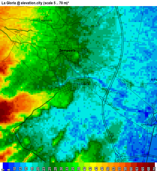La Gloria elevation map