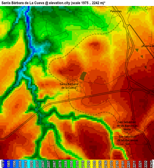 Santa Bárbara de La Cueva elevation map