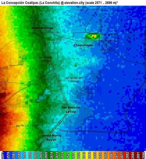 La Concepción Coatipac (La Conchita) elevation map
