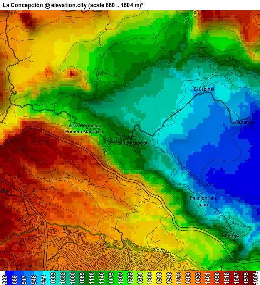 La Concepción elevation map