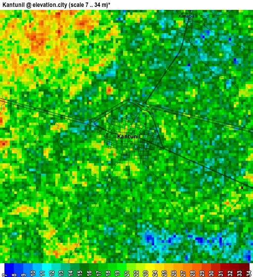 Kantunil elevation map