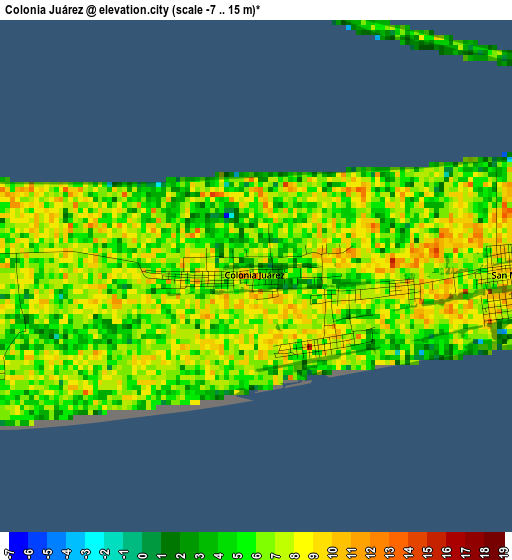 Colonia Juárez elevation map