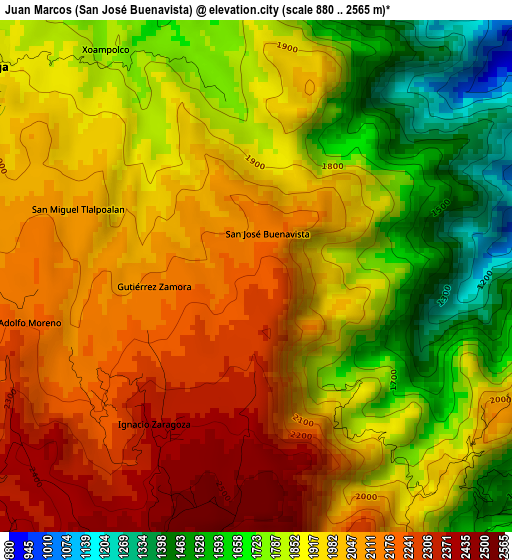 Juan Marcos (San José Buenavista) elevation map