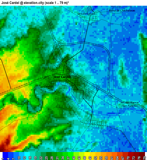 José Cardel elevation map