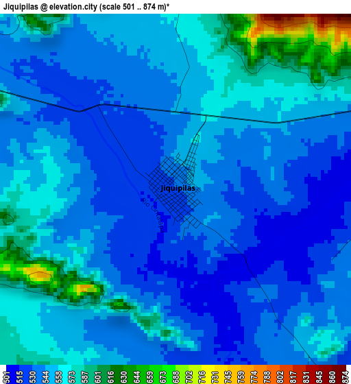 Jiquipilas elevation map