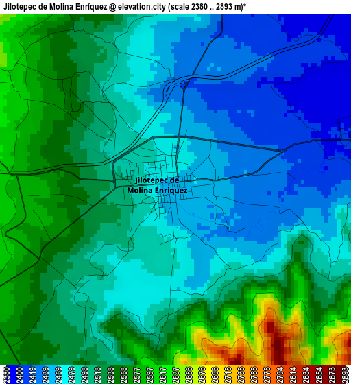 Jilotepec de Molina Enríquez elevation map