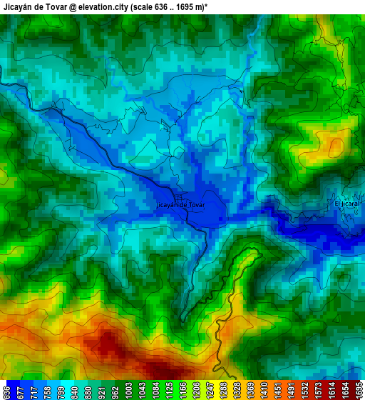 Jicayán de Tovar elevation map