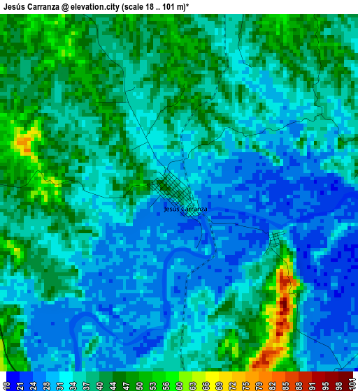 Jesús Carranza elevation map