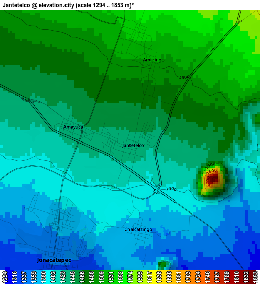 Jantetelco elevation map