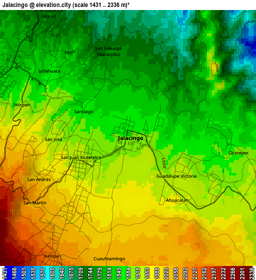 Jalacingo elevation map