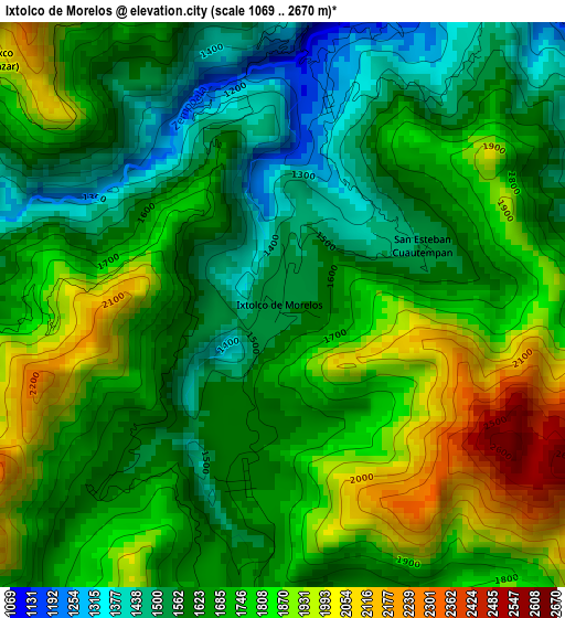 Ixtolco de Morelos elevation map