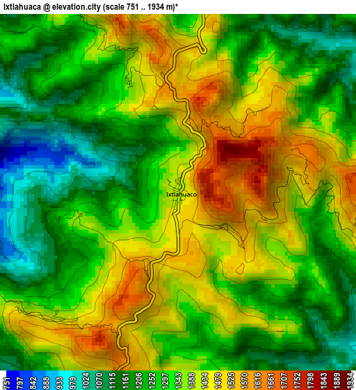 Ixtlahuaca elevation map