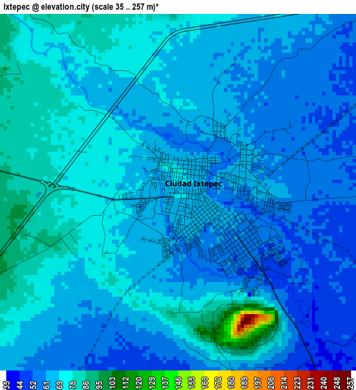 Ixtepec elevation map