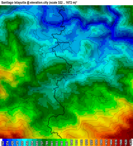 Santiago Ixtayutla elevation map