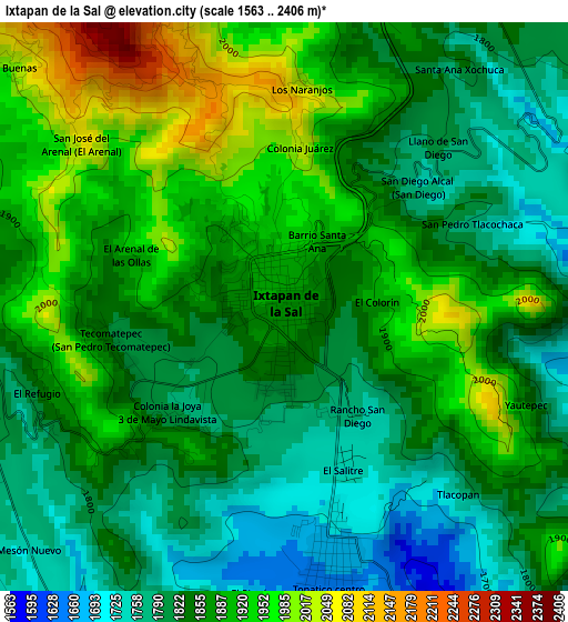 Ixtapan de la Sal elevation map