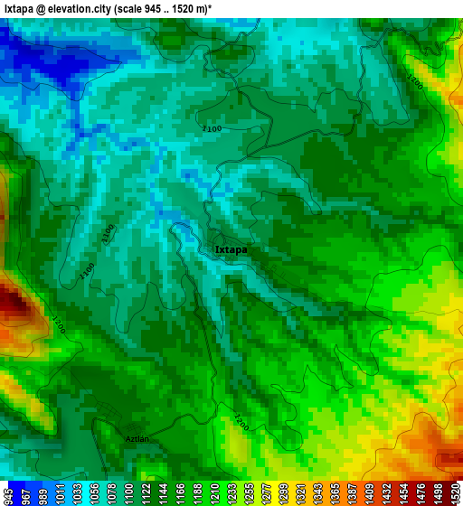 Ixtapa elevation map