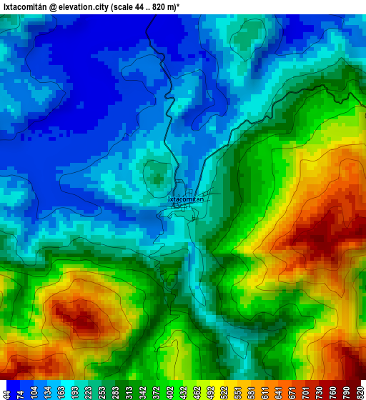 Ixtacomitán elevation map