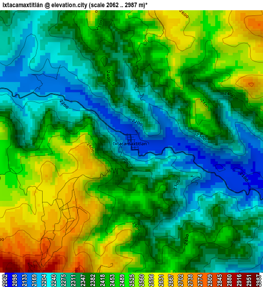 Ixtacamaxtitlán elevation map