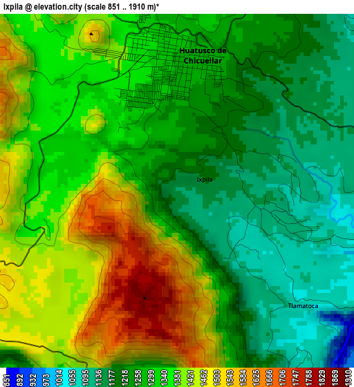 Ixpila elevation map