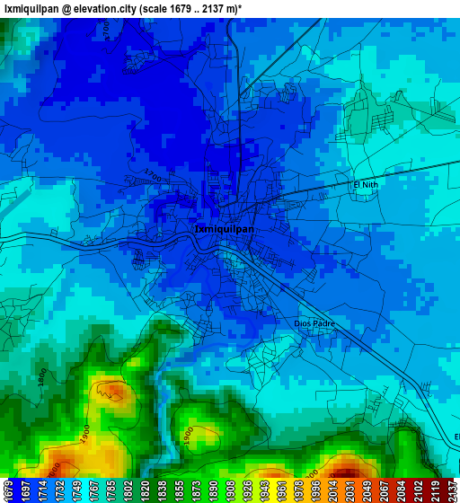 Ixmiquilpan elevation map