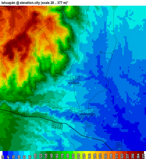 Ixhuapán elevation map