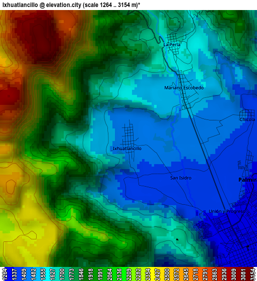 Ixhuatlancillo elevation map