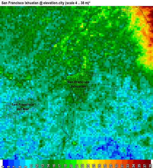 San Francisco Ixhuatan elevation map