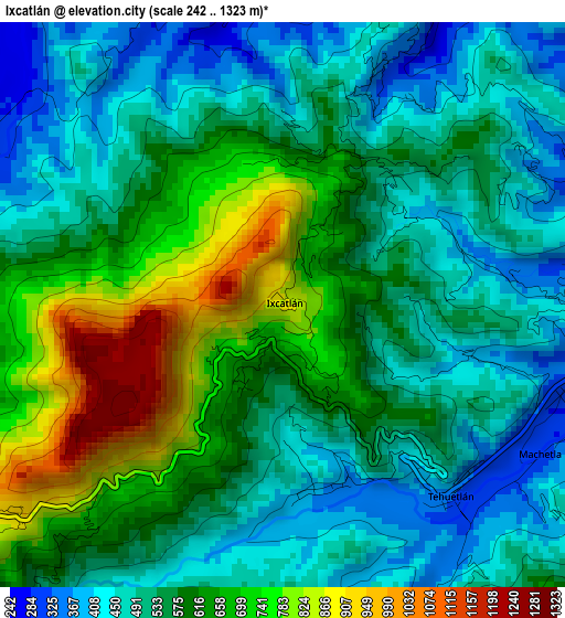 Ixcatlán elevation map