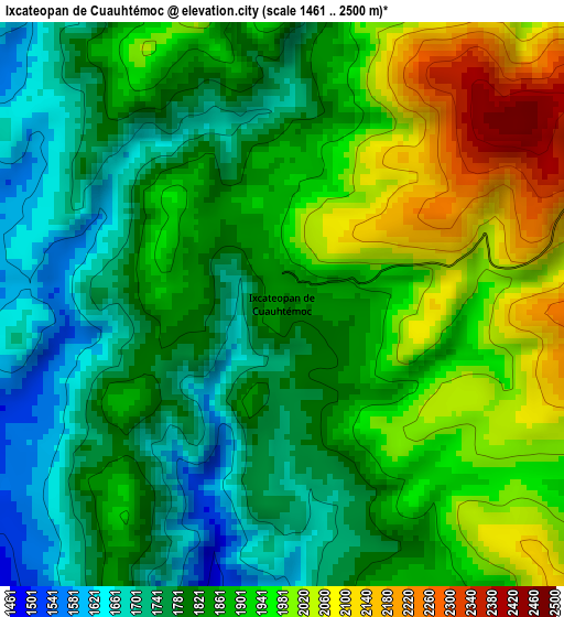 Ixcateopan de Cuauhtémoc elevation map