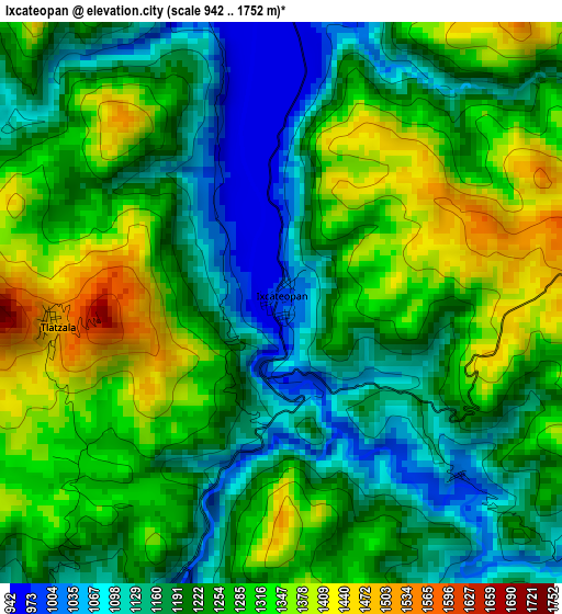 Ixcateopan elevation map