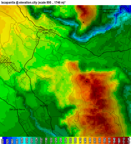 Ixcapantla elevation map