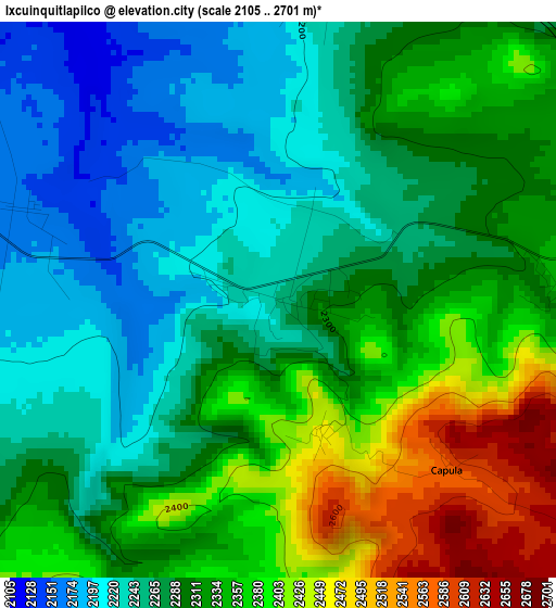 Ixcuinquitlapilco elevation map