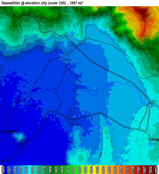 Itzamatitlán elevation map