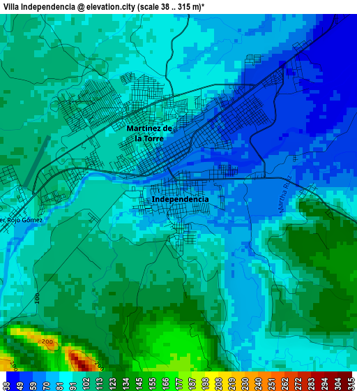 Villa Independencia elevation map