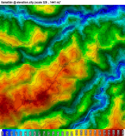 Ilamatlán elevation map