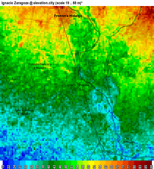Ignacio Zaragoza elevation map