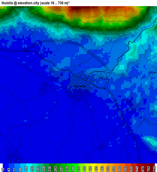 Huixtla elevation map