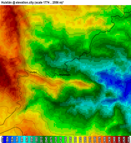 Huixtán elevation map