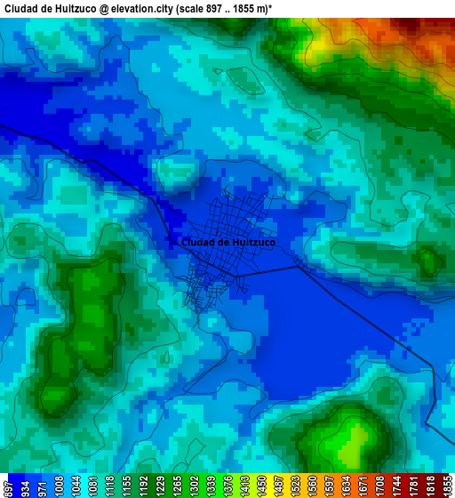 Ciudad de Huitzuco elevation map