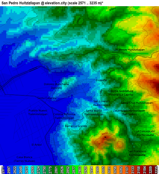 San Pedro Huitzizilapan elevation map