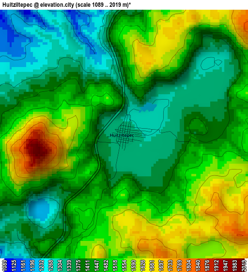 Huitziltepec elevation map